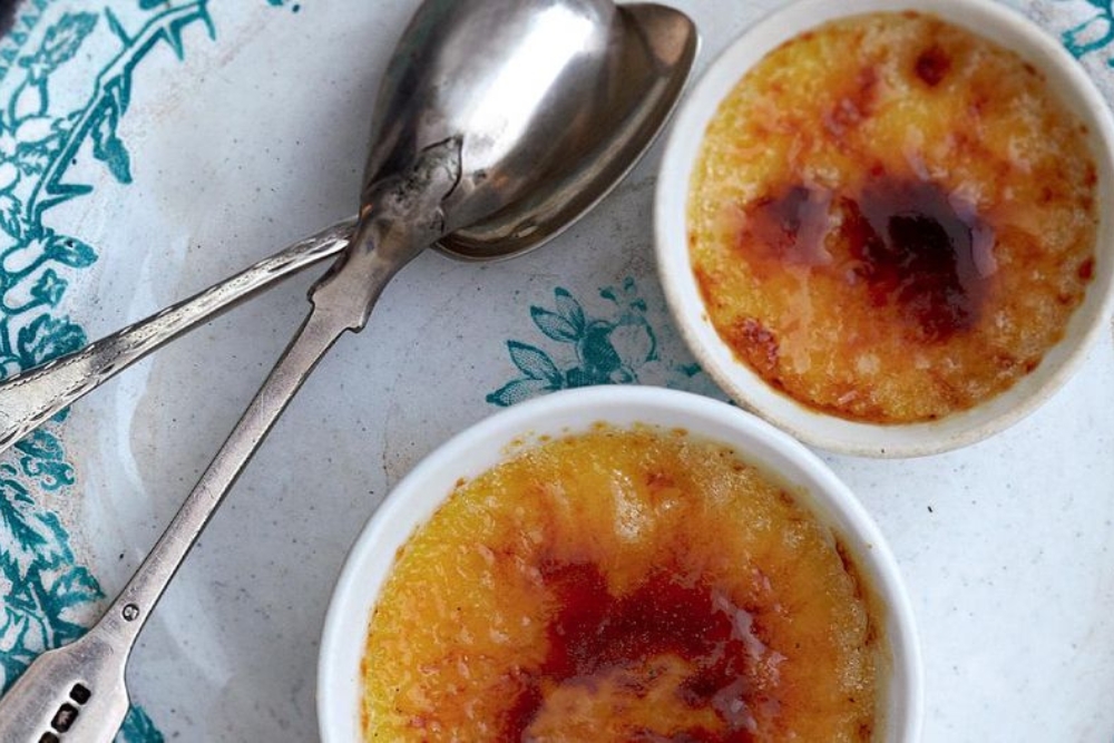 two creme brulee served in ramikins